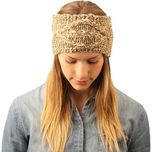 MaxLove Women's Luna Headband Cable Detail Fleece Lining Oatmeal - Picture 4 of 7